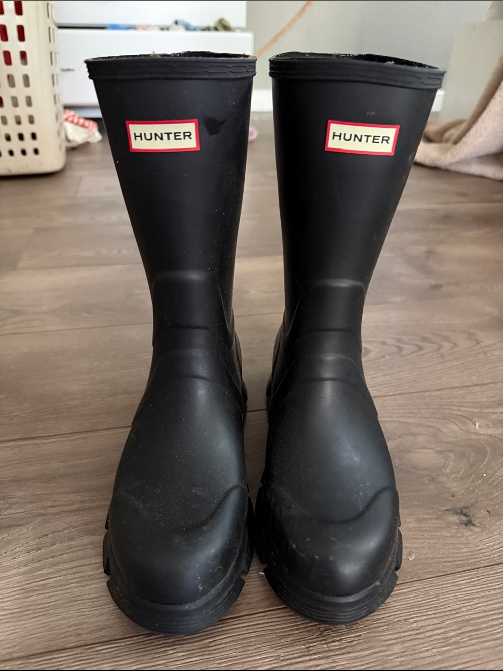 Hunter Black Mid-Calf Rubber Rain Boots